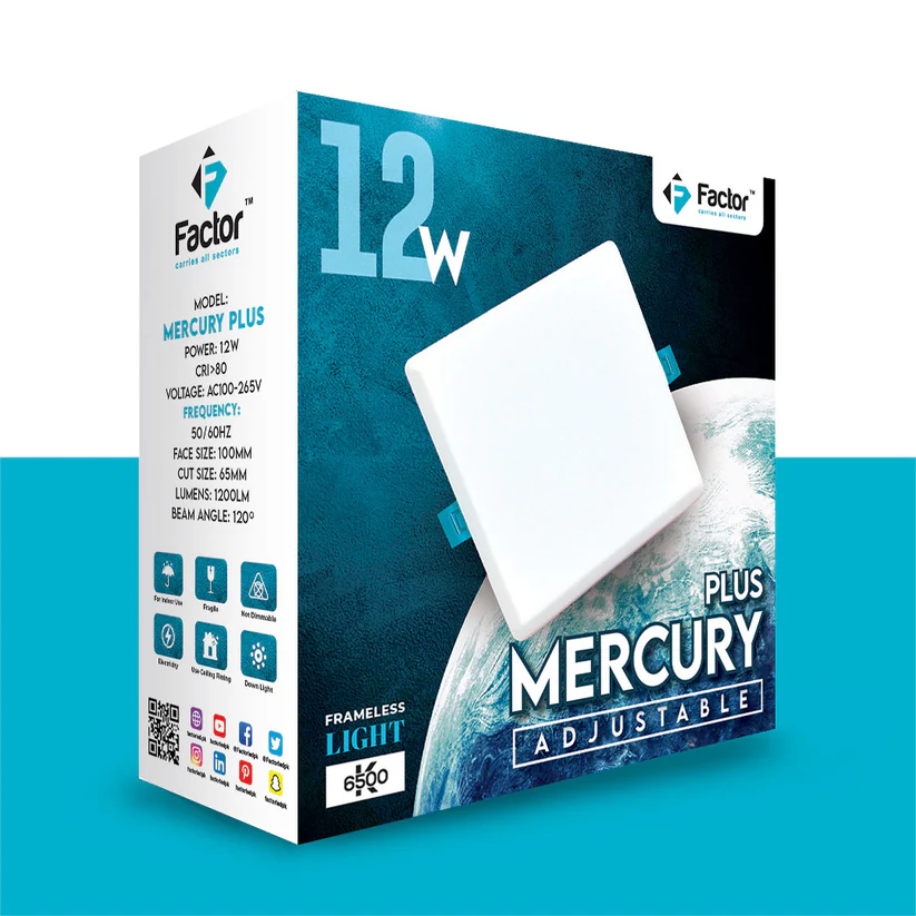 Factor Mercury Plus Square Downlight 12W - Image 2
