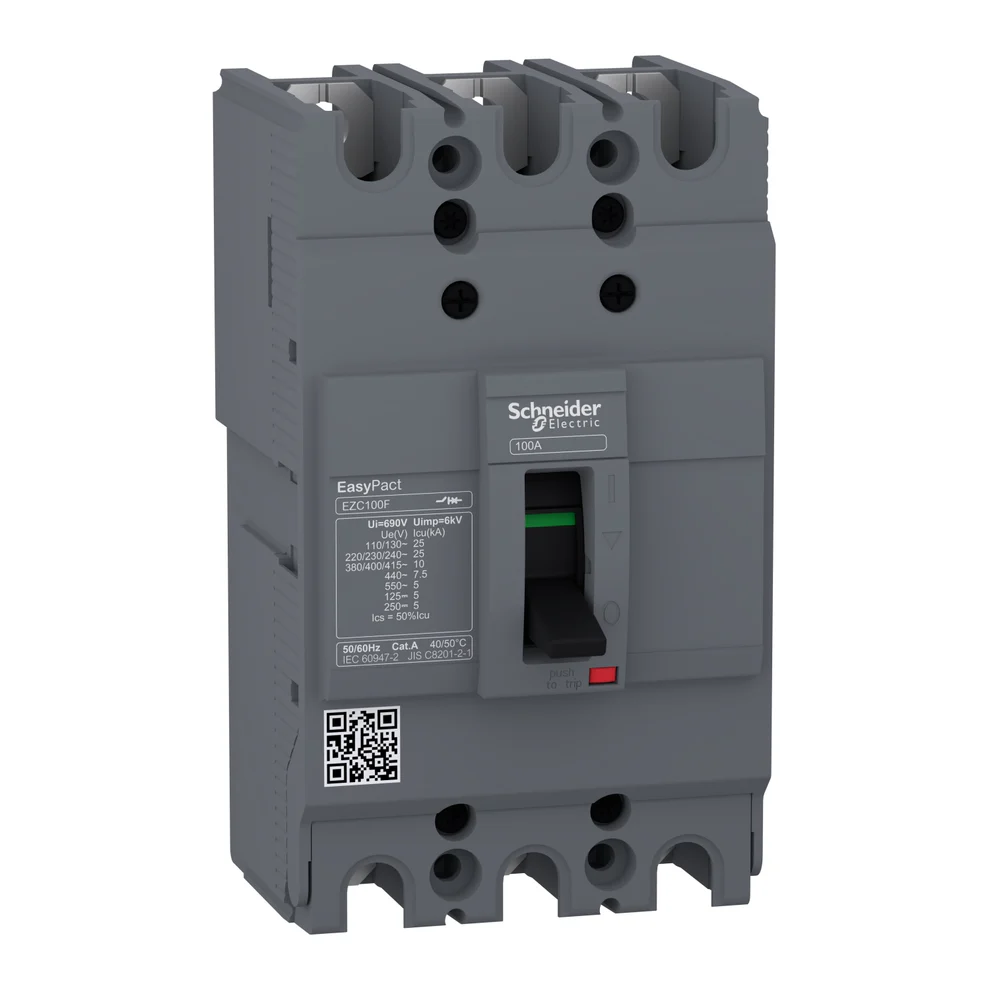 Schneider EZC100F 3 Pole Molded Case Circuit Breaker, 10 kA