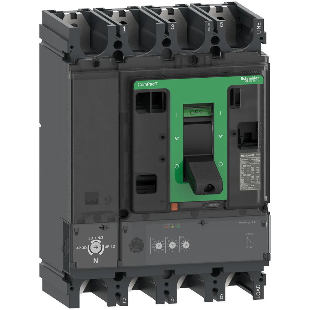 Schneider NSX400N 4 Pole Molded Case Circuit Breaker, 50 kA