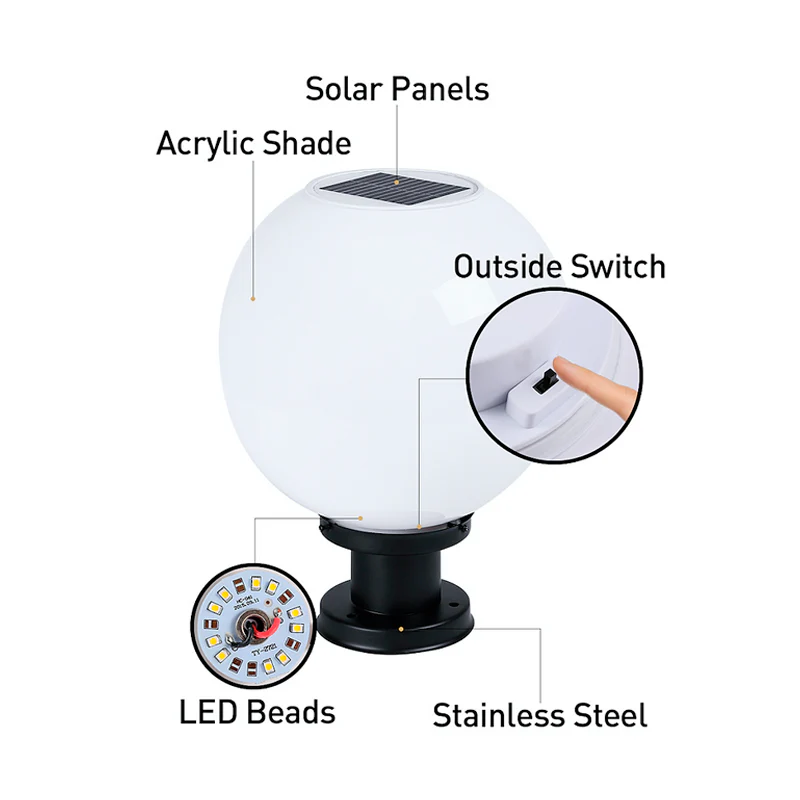 Solar Globe Pillar light - Image 8