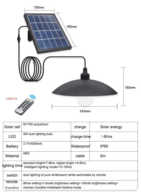 Solar Hanging Lamp Light 10w - Image 3