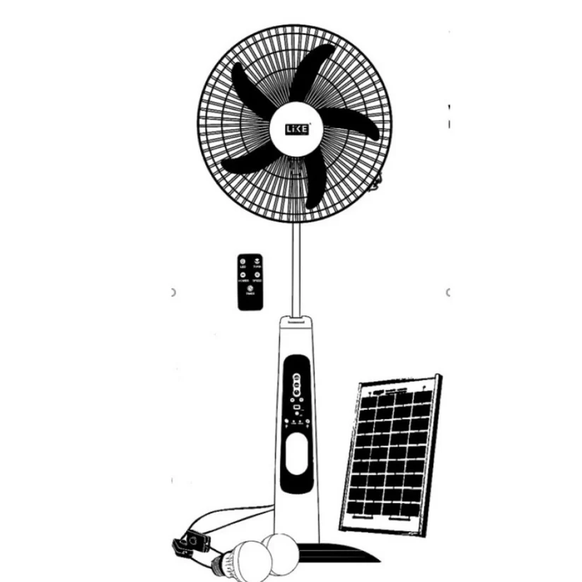 Solar Stand Fan With Led Bulbs 30w