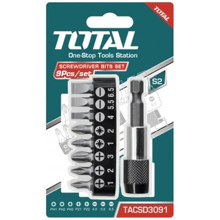 Total TACSD3091 9 Pcs Screwdriver Bits Set