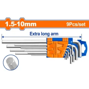 Wadfow WHK1292 9pcs Extra Long Hex key