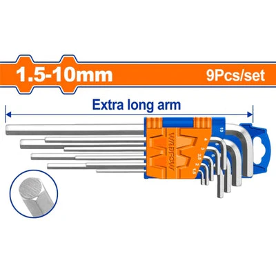Wadfow WHK1292 9pcs Extra Long Hex key